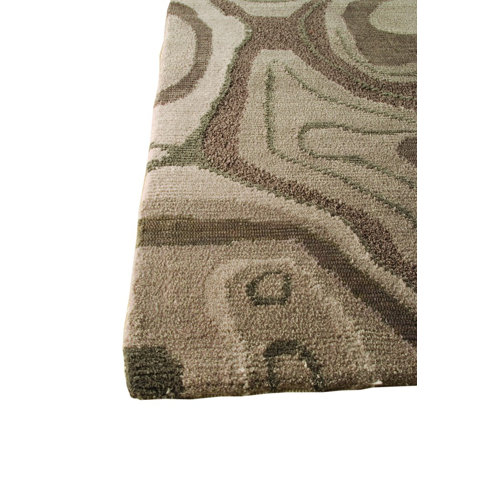 Orren Ellis Gertie Abstract Hand Knotted Wool Gray/Brown Area Rug Wayfair